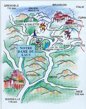 Carte de Notre-Dame du Laus