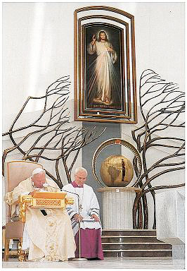 Jean-Paul II et tableau de la Divine Miséricorde