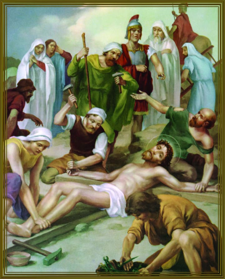 Jésus est cloué sur la croix