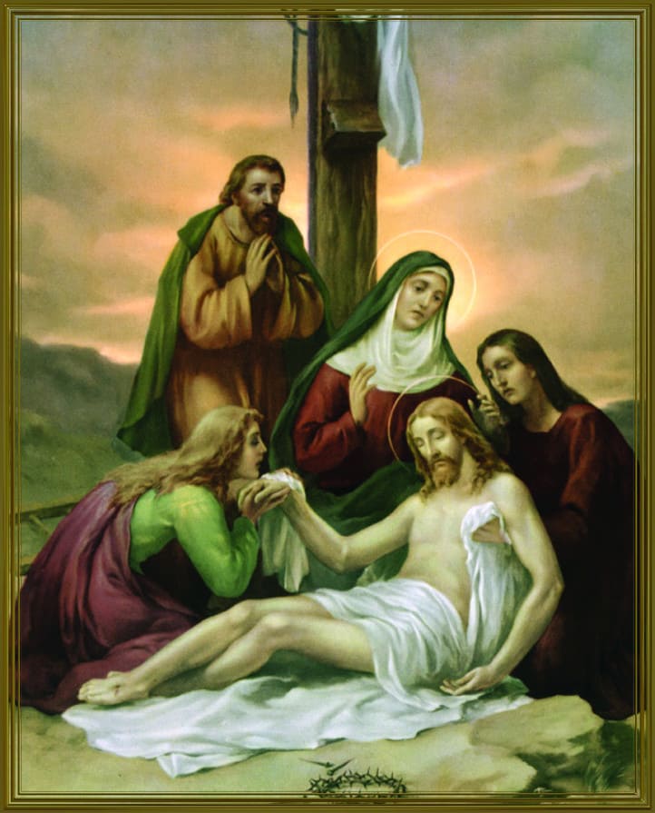 Jésus est déposé de la croix dans les bras de Marie