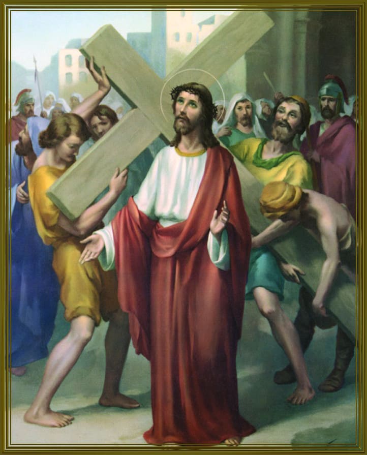 Jésus est chargé de la croix