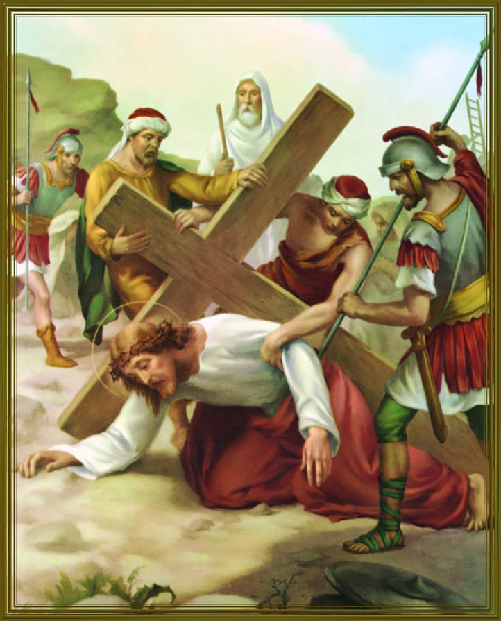 Jésus tombe encore sous le poids de la croix